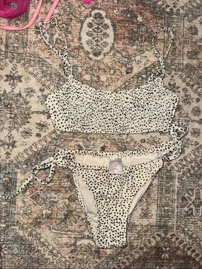 Cream & Black Dalmatian Spot Bikini Set